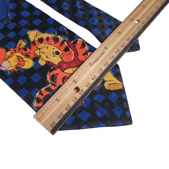 Pooh Necktie Blue Black Checkered Tie Winnie Tigger Balloon Disney Novelty Gift - Picture 3 of 5